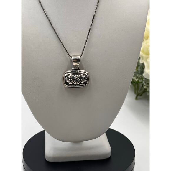 SF Sterling Silver Rectangular Shape Filigree Scroll Pendant and 925 Chain - Picture 9 of 9